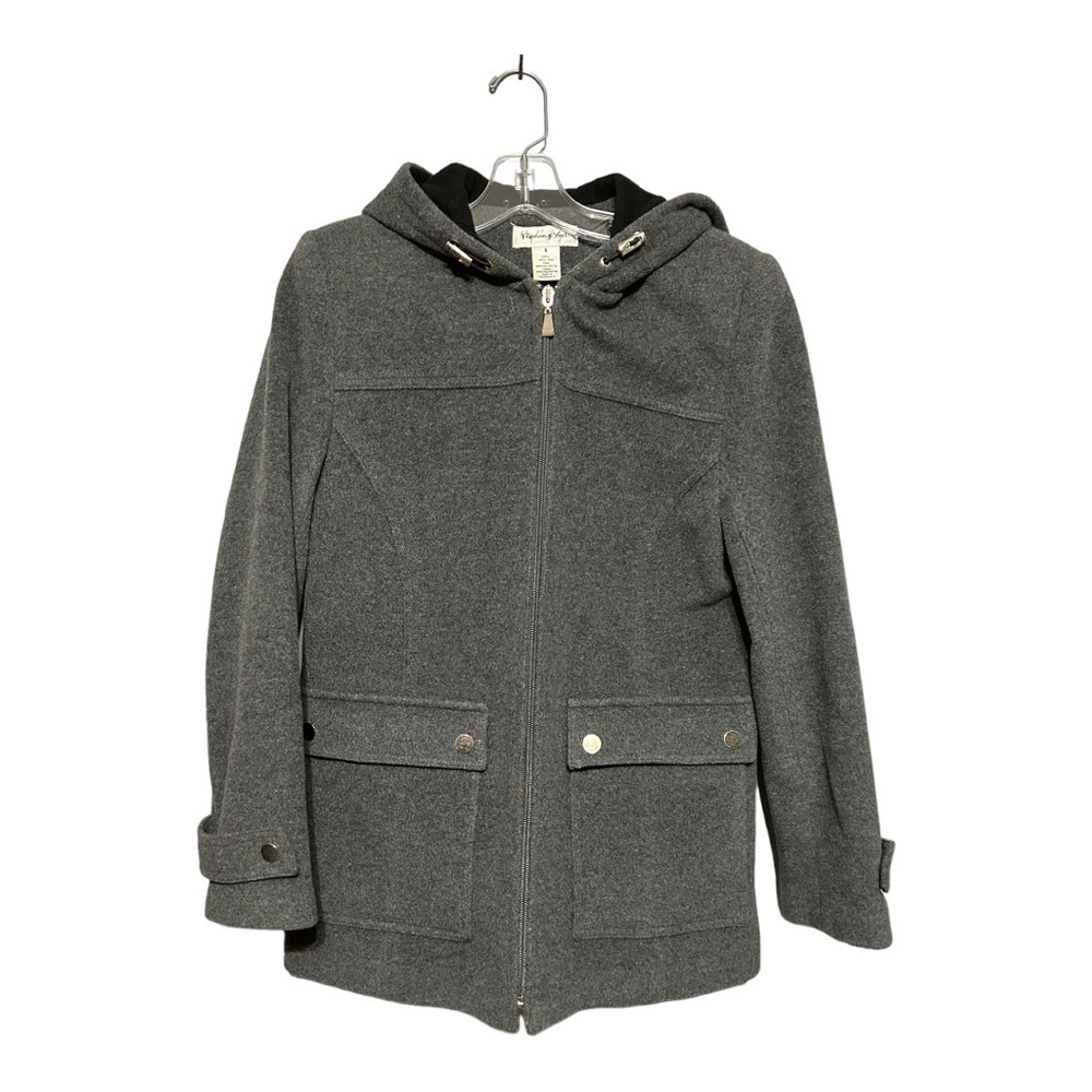 Preston & York 100% Wool Longline Coat with Hood Gray Women’s Size 6